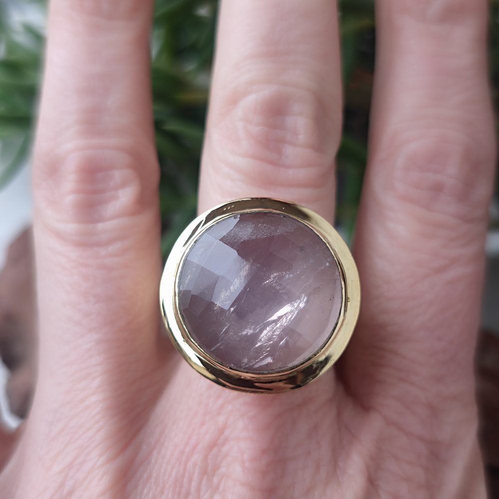 ANELLO minimal con pietra in ottone - LINE