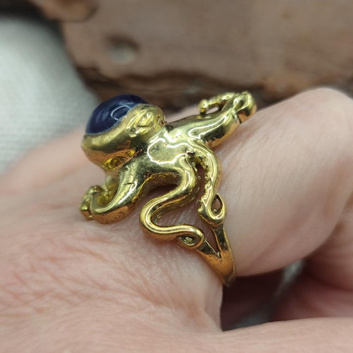 ANELLO polpo in ottone con ametista - ISHANI