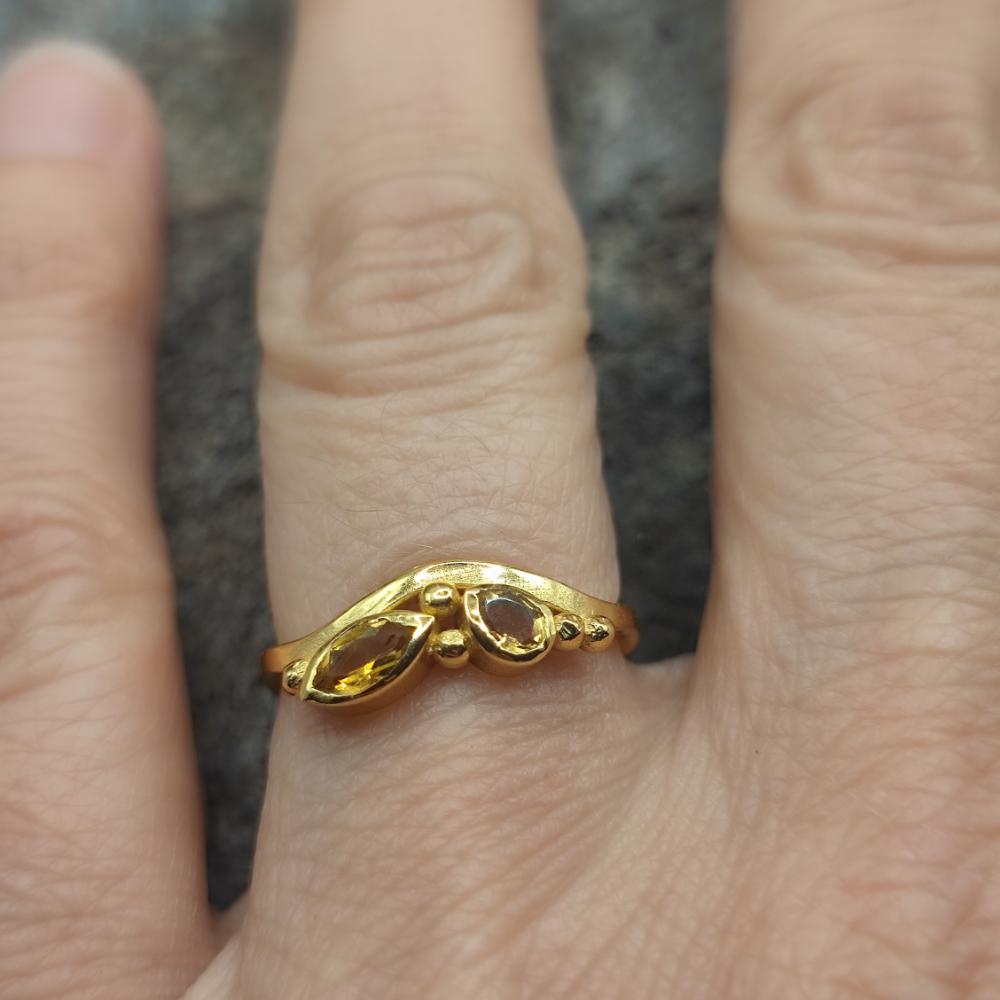 ANELLO in ottone quarzo citrino - ARJUN