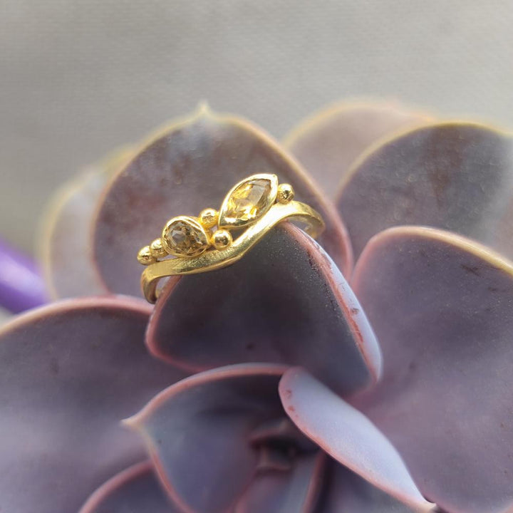 ANELLO in ottone quarzo citrino - ARJUN