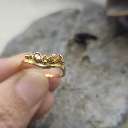 ANELLO in ottone quarzo citrino - ARJUN