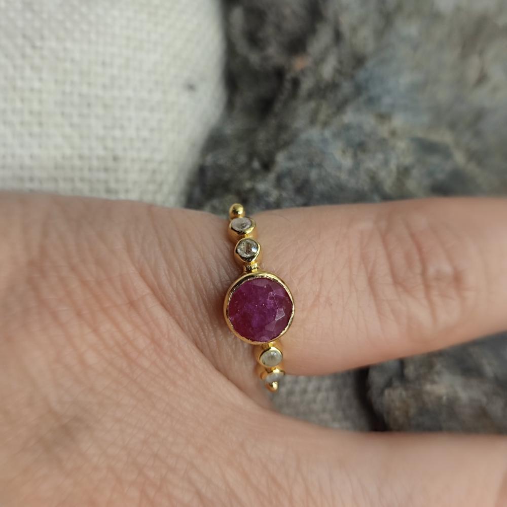 ANELLO in ottone con amazzonite - JAWHAR