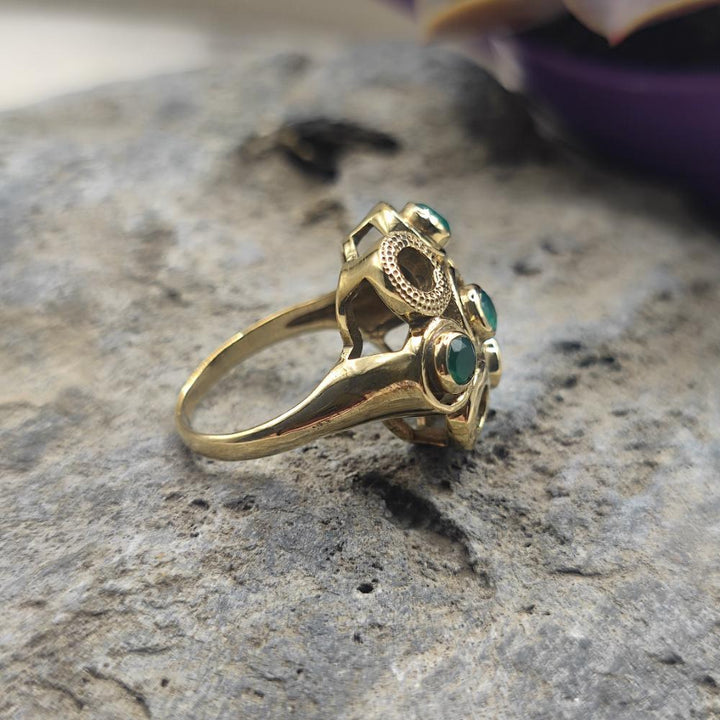 ANELLO in ottone radice di smeraldo - RAMUJI