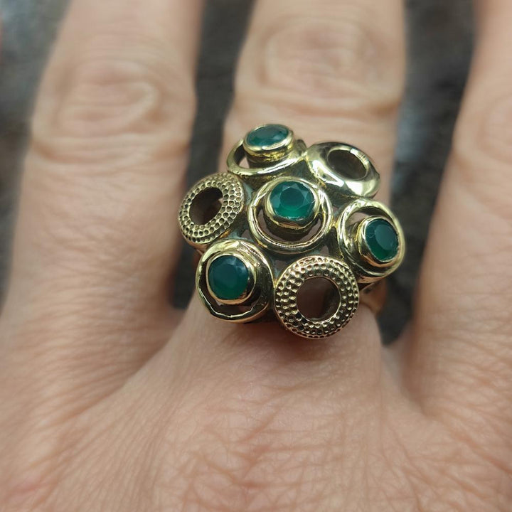 ANELLO in ottone radice di smeraldo - RAMUJI