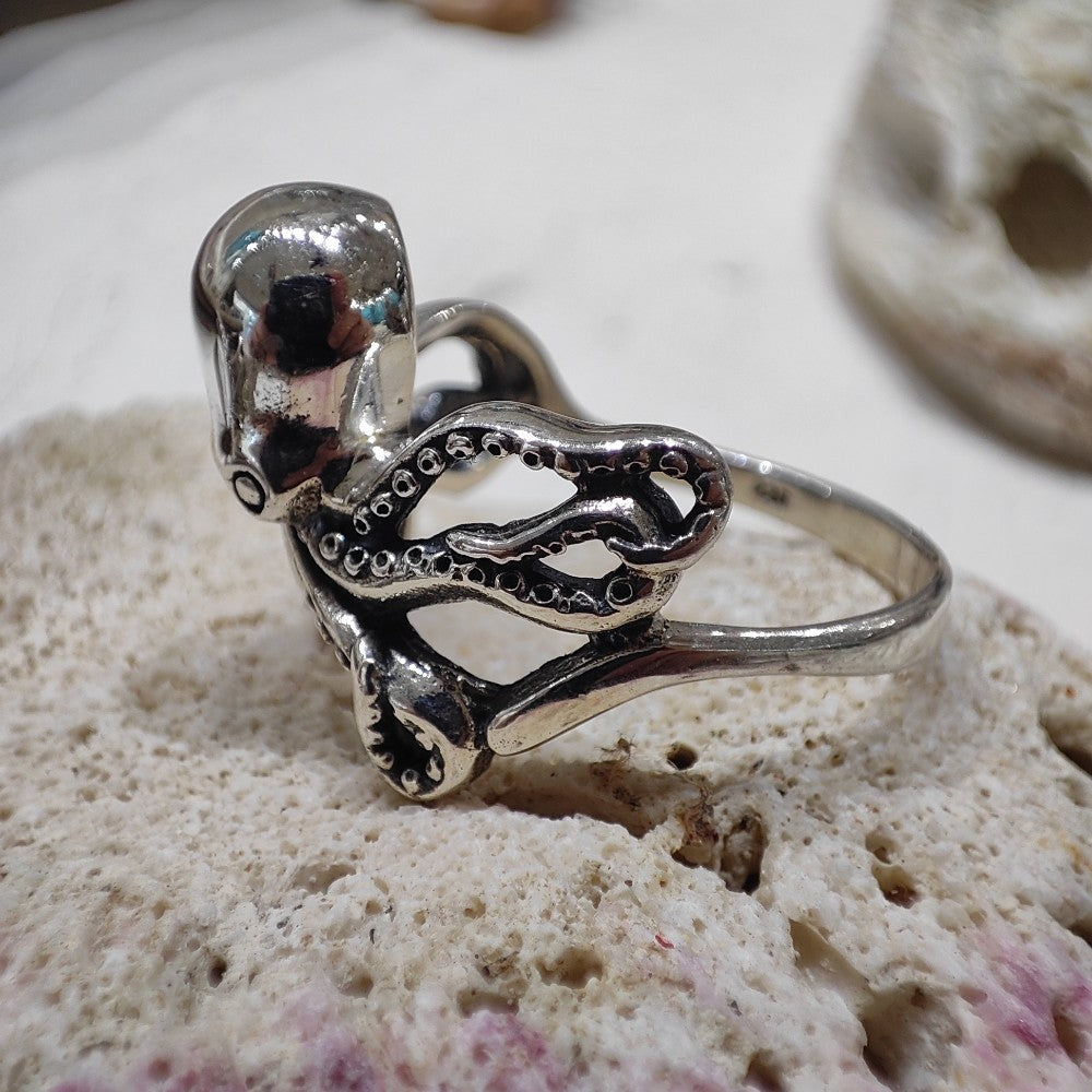 Anello con polpo artigianale in argento 925 - OCTO