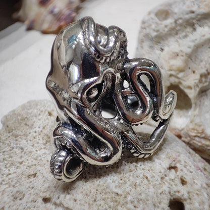 Anello con polpo artigianale in argento 925 - TINT