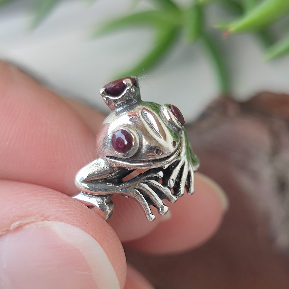 Anello rana in argento 925 con pietra - DEDAKA