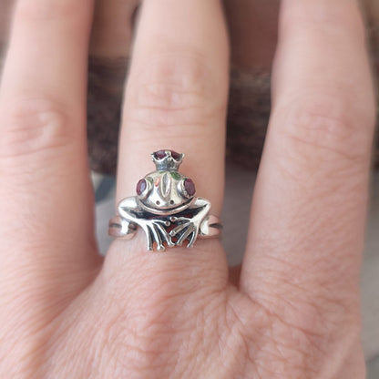 Anello rana in argento 925 con pietra - DEDAKA