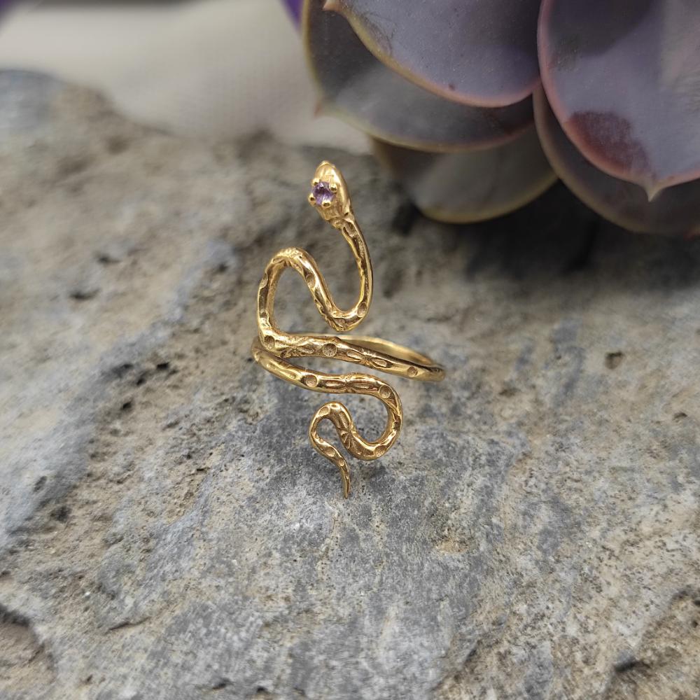 ANELLO in ottone serpente e ametista - AMER