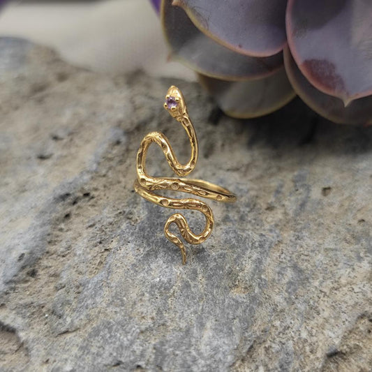 ANELLO in ottone serpente e ametista - AMER
