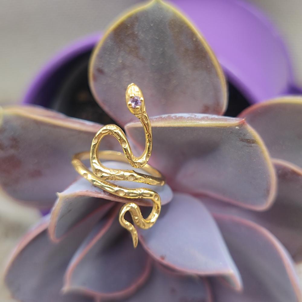 ANELLO in ottone serpente e ametista - AMER