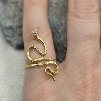 ANELLO in ottone serpente e ametista - AMER
