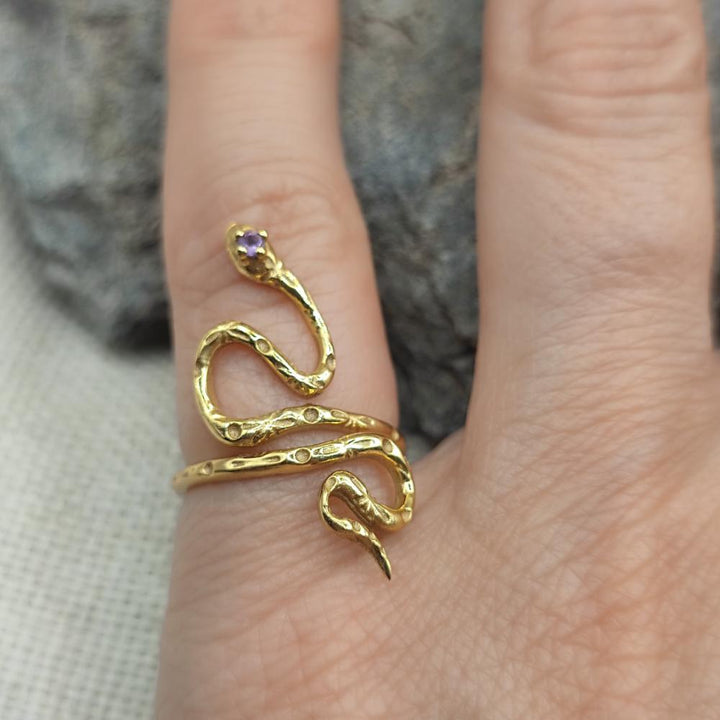 ANELLO in ottone serpente e ametista - AMER