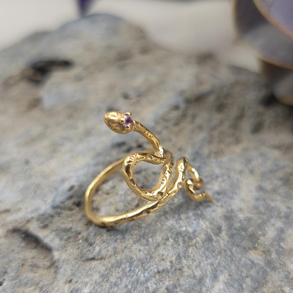ANELLO in ottone serpente e ametista - AMER