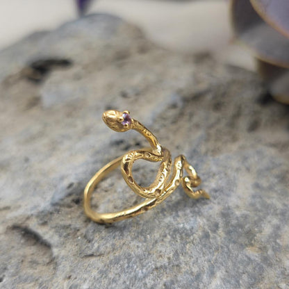 ANELLO in ottone serpente e ametista - AMER