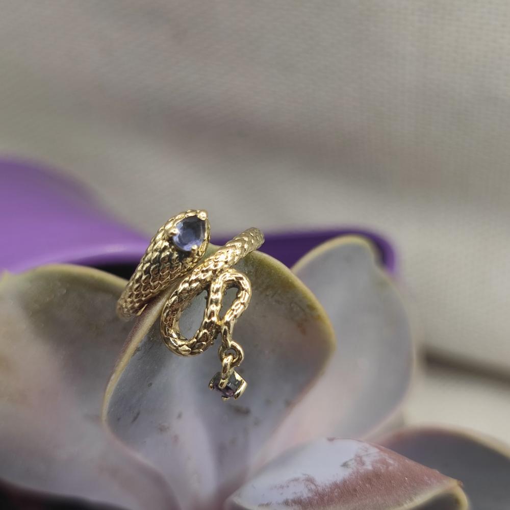 ANELLO serpente in ottone ametista - SATOS