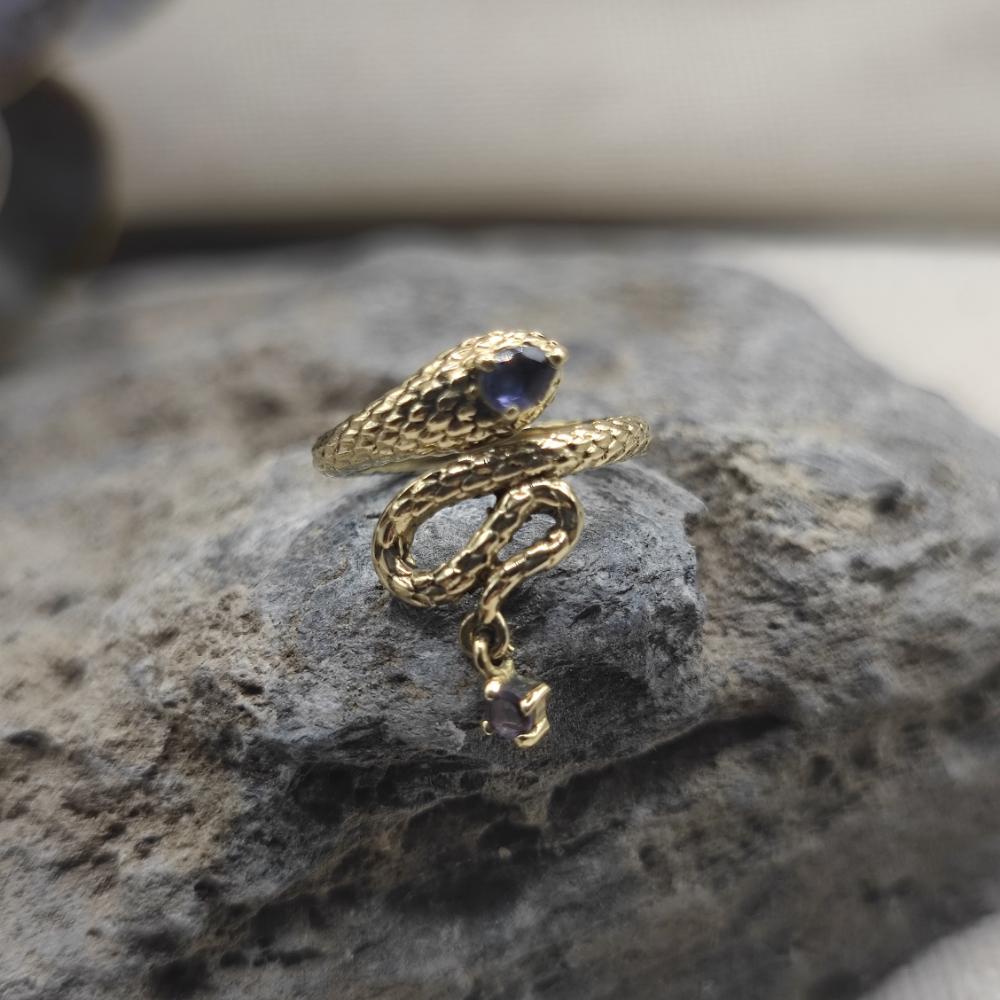 ANELLO serpente in ottone ametista - SATOS