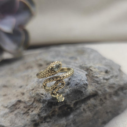 ANELLO serpente in ottone pietra di luna- SATOS