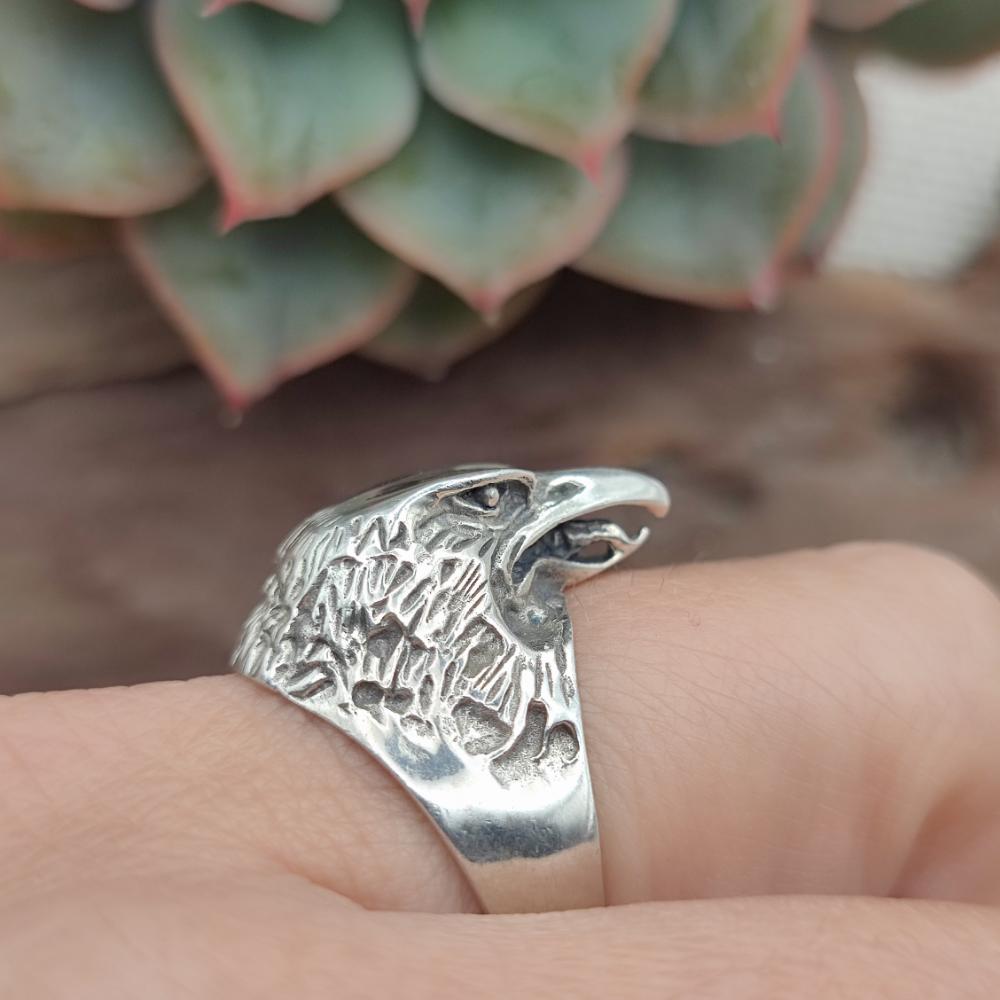 Anello testa di aquila in argento 925 - KADIRI