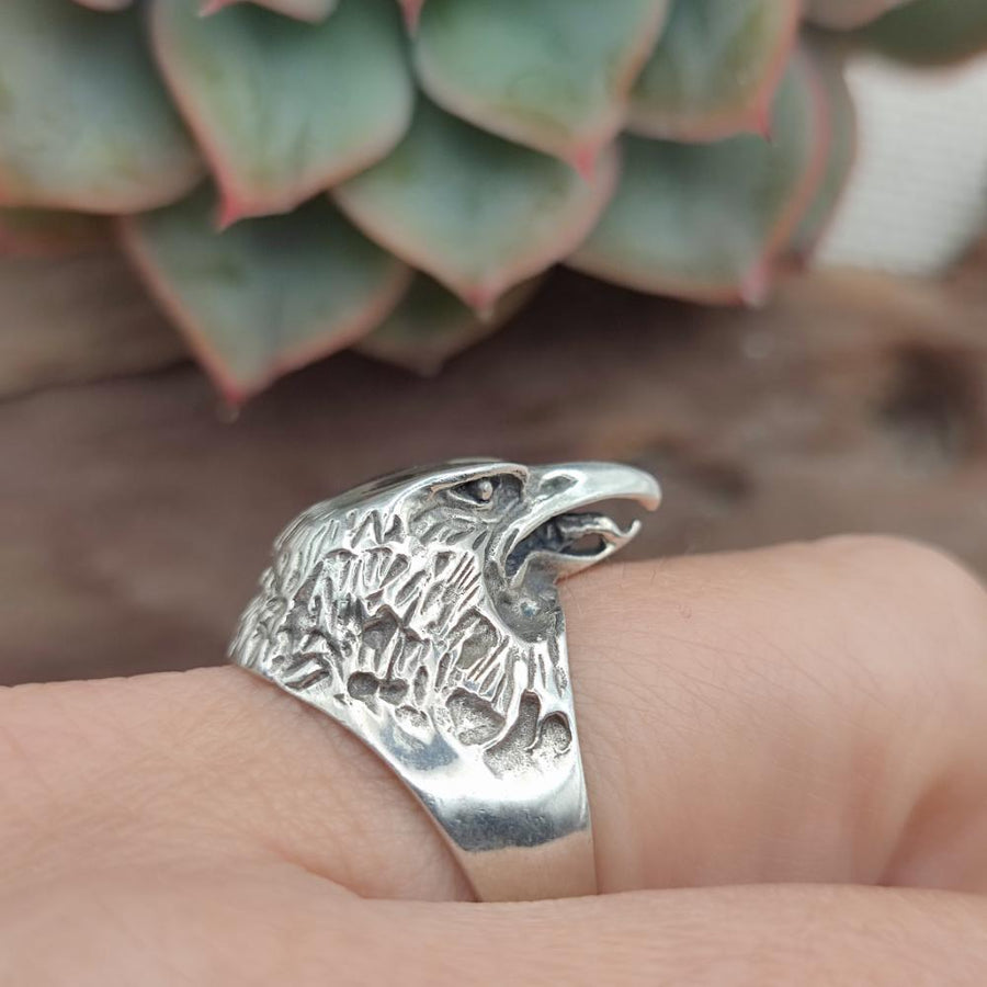 Anello testa di aquila in argento 925 - KADIRI