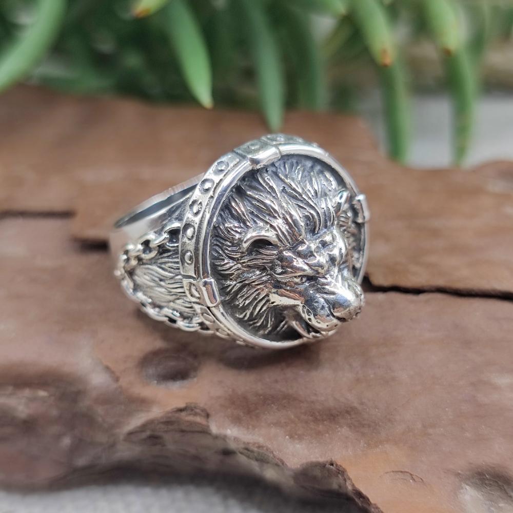 Anello in argento 925 testa di leone - SINHA