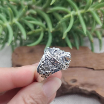 Anello in argento 925 testa di leone - SINHA