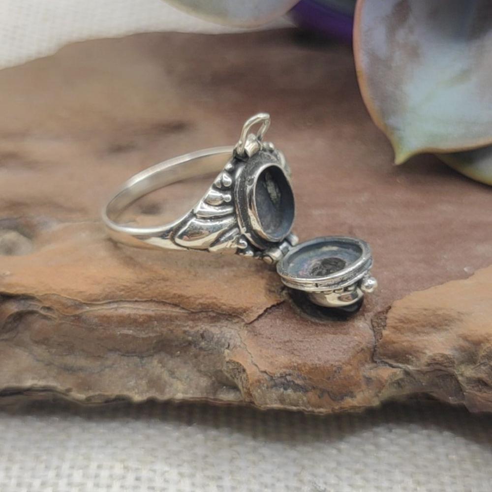 Anello veleno apribile in argento 925 con pietra - BHONGIR