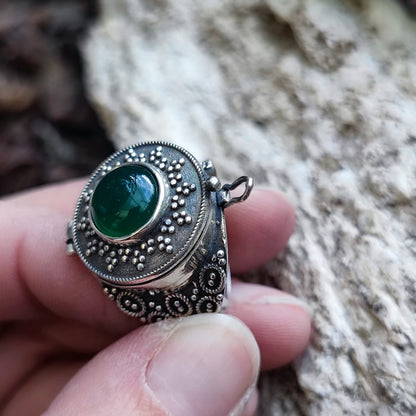 Anello veleno in argento 925 agata verde - DABHOL