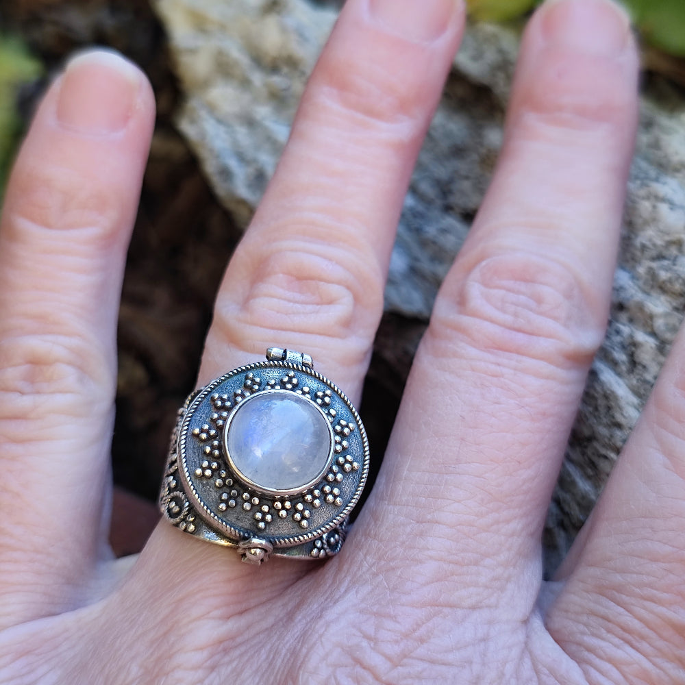 Anello veleno in argento 925 agata verde - DABHOL