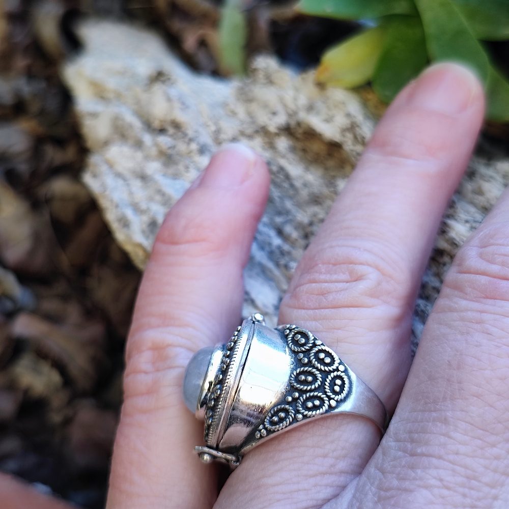 Anello veleno in argento 925 agata verde - DABHOL