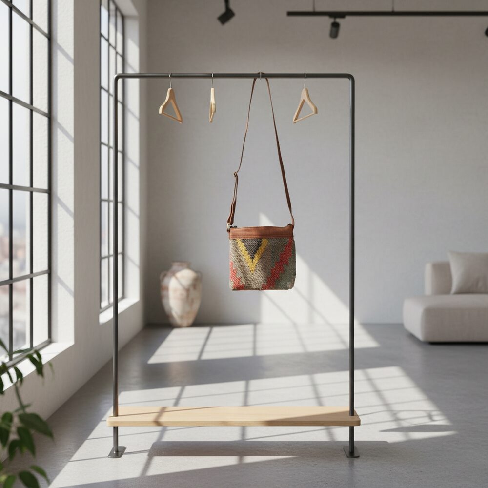 Borsa tracolla ZOYA artigianale realizzato con KILIM e Cuoio – immagine 3