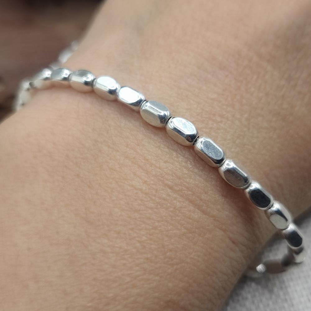 BRACCIALE in argento 925 con pepite stondate - NARASAPUR