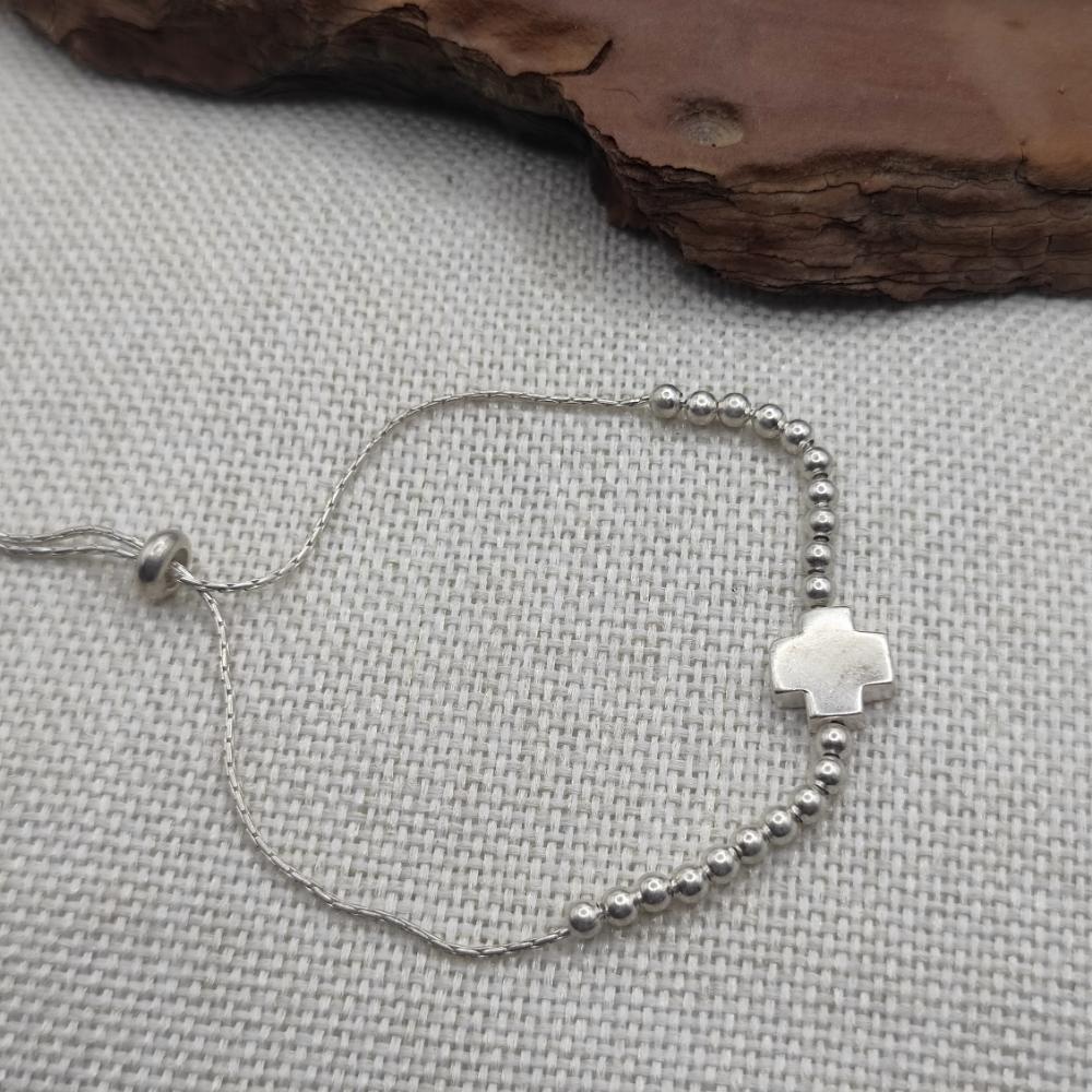 BRACCIALE artigianale in argento con croce - MARKAPUR