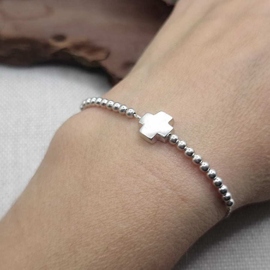 BRACCIALE artigianale in argento con croce - MARKAPUR