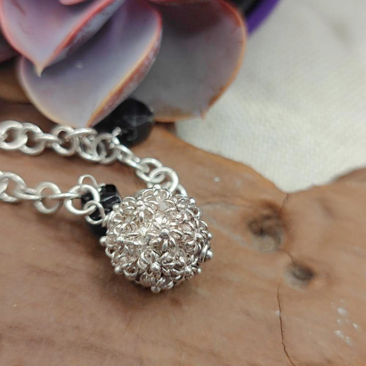 Bracciale artigianale con onice nero in argento 925 - RANI