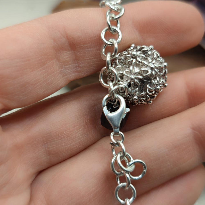 Bracciale artigianale con onice nero in argento 925 - RANI