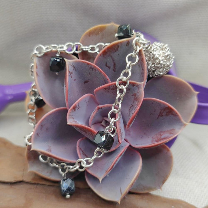 Bracciale artigianale con onice nero in argento 925 - RANI