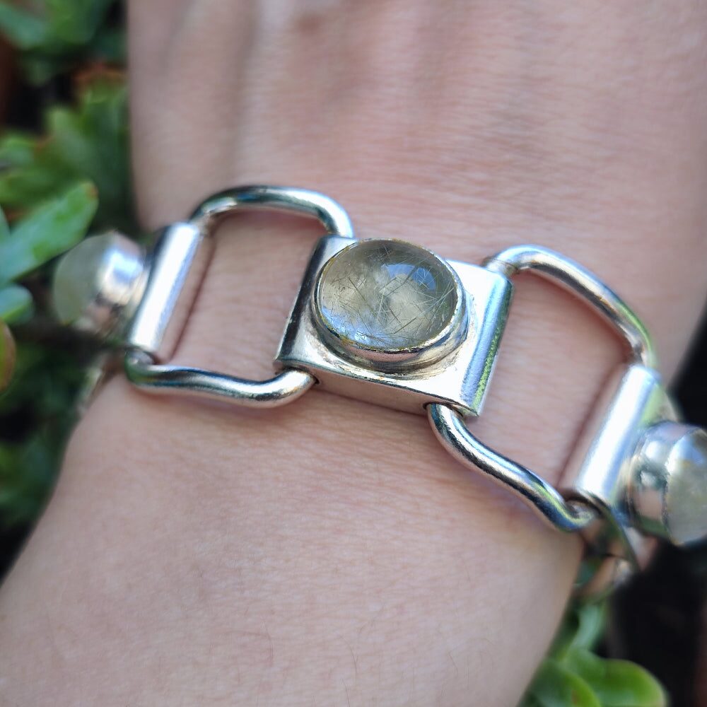 Bracciale geometrico in argento 925 con pietra - ITWAN