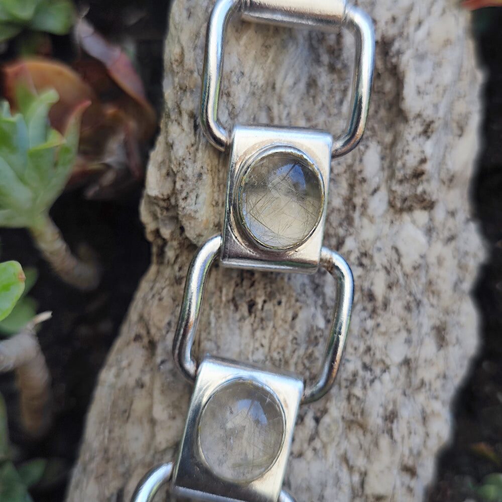 Bracciale geometrico in argento 925 con pietra - ITWAN