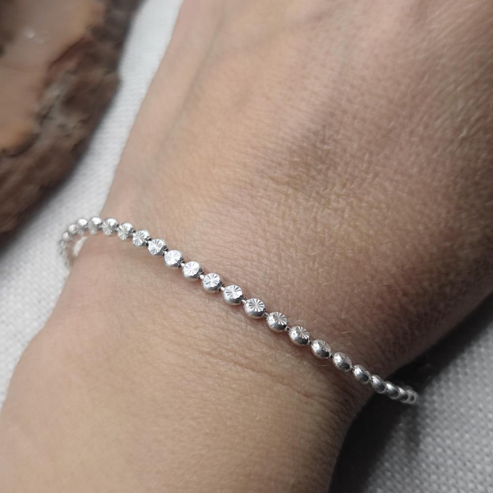 BRACCIALE con sfere piatte decorate in argento 925 - MEERPET