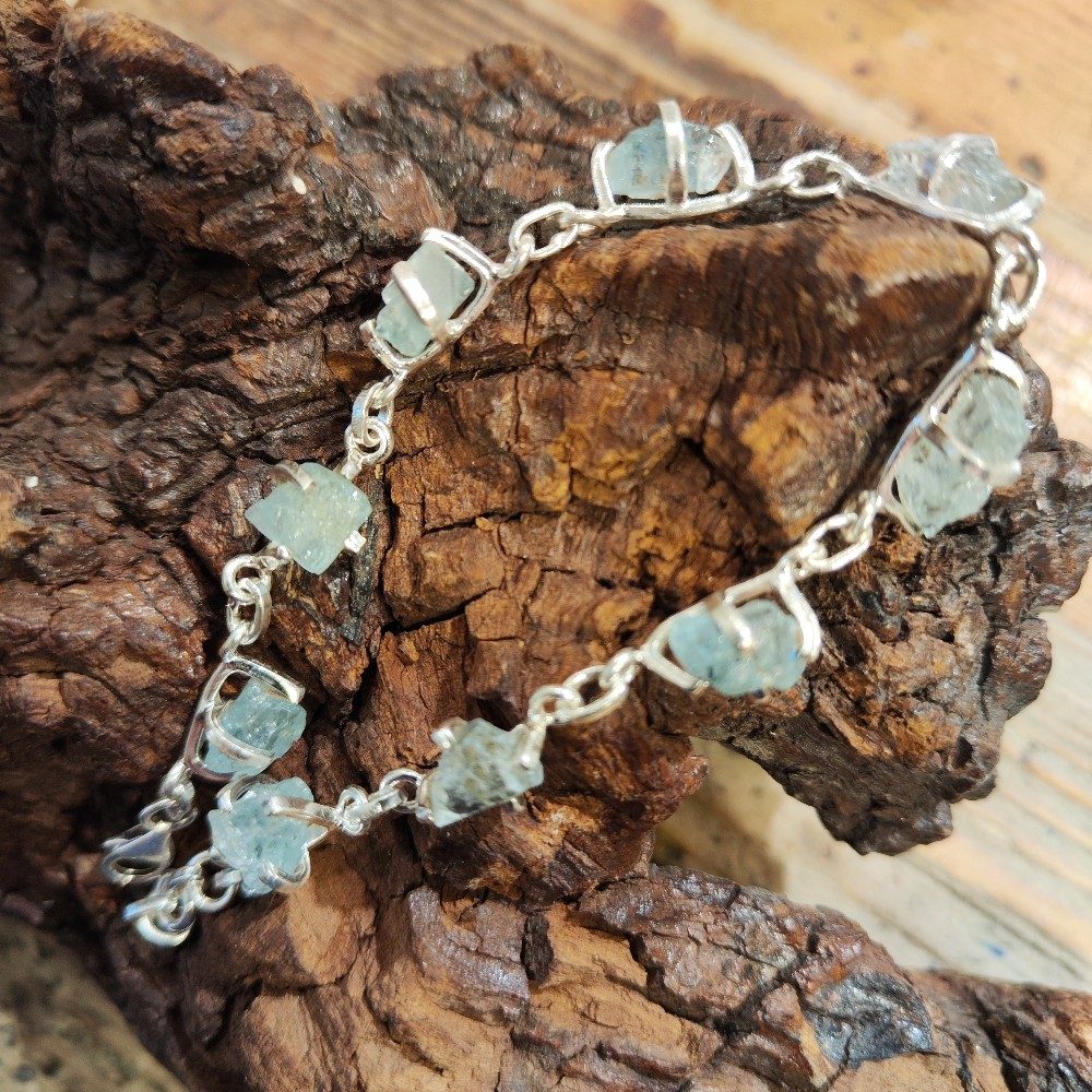 BRACCIALE INAY con Acquamarina grezza in argento 925 – immagine4