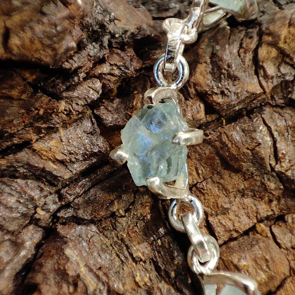 BRACCIALE INAY con Acquamarina grezza in argento 925 – immagine3