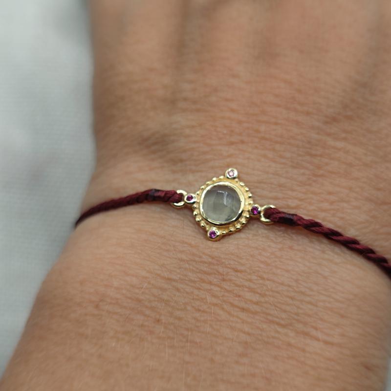 Bracciale regolabile in argento dorato con pietra - MISANPUR