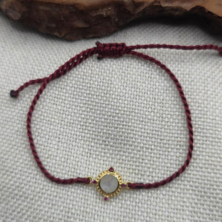 Bracciale regolabile in argento dorato con pietra - MISANPUR