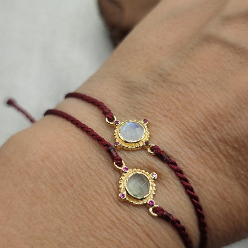 Bracciale regolabile in argento dorato con pietra - MISANPUR