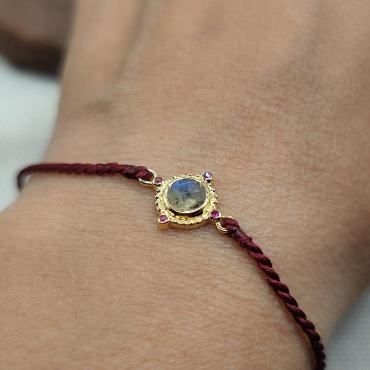 Bracciale regolabile in argento dorato con pietra - MISANPUR