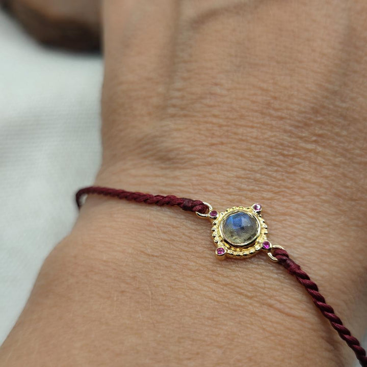 Bracciale regolabile in argento dorato con pietra - MISANPUR