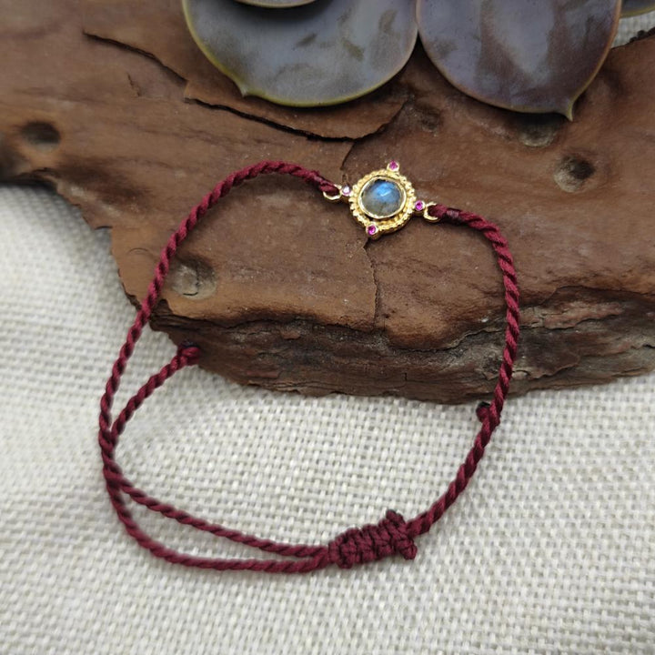 Bracciale regolabile in argento dorato con pietra - MISANPUR