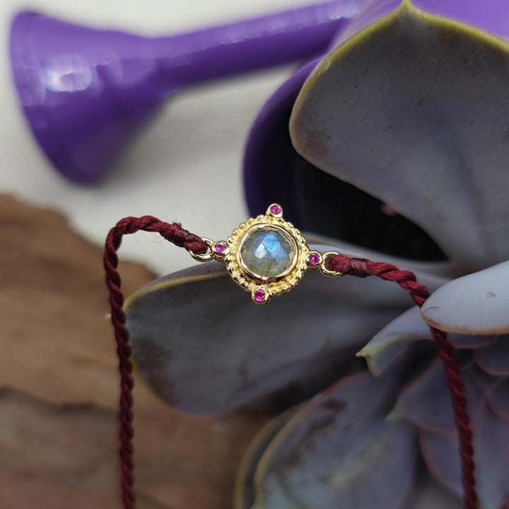Bracciale regolabile in argento dorato con pietra - MISANPUR