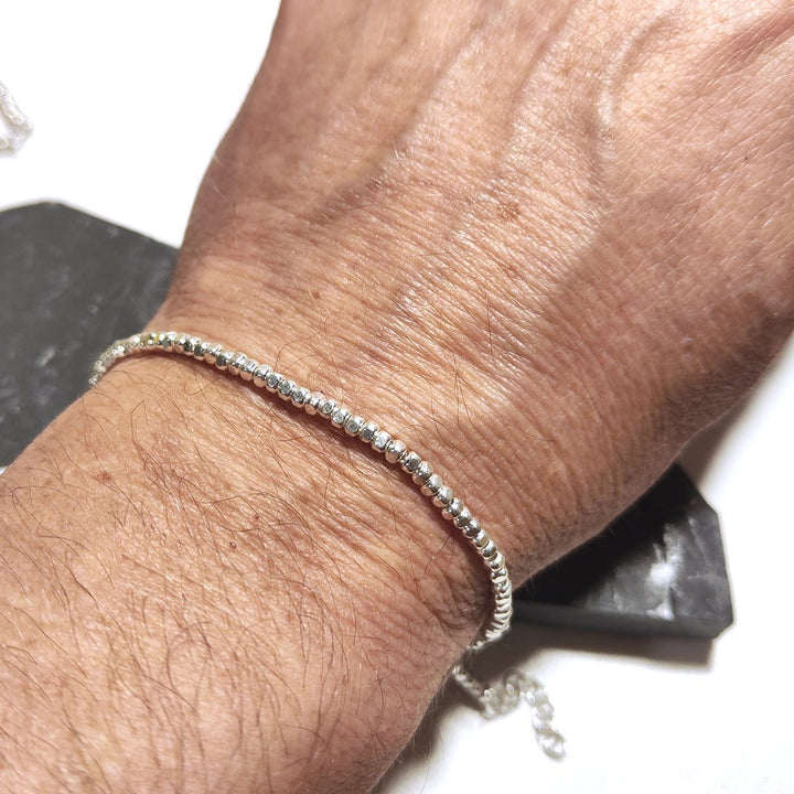 BRACCIALE ARGENTO a sfere sfaccettate - GURUVAYUR